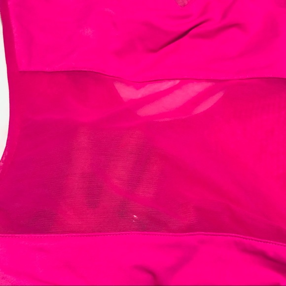 Hot Pink One Piece Swimsuit, High Cut Leg, Mesh Cut Outs, BarbieCore Halloween - Picture 4 of 10